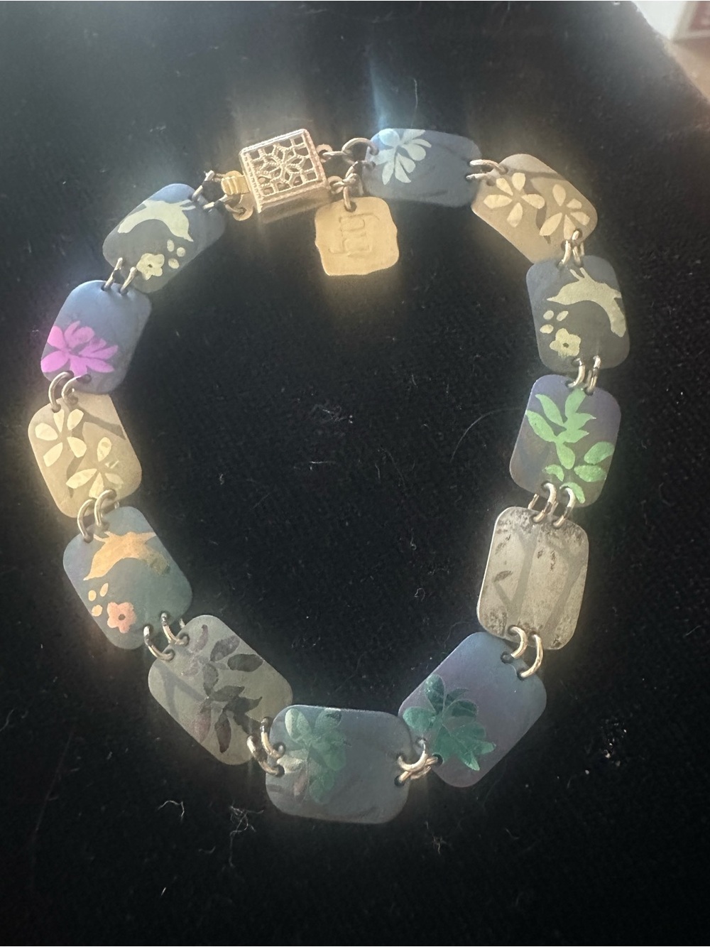 Floral Enamel Link Bracelet in Blue and Multicolor by Holly Yashi
